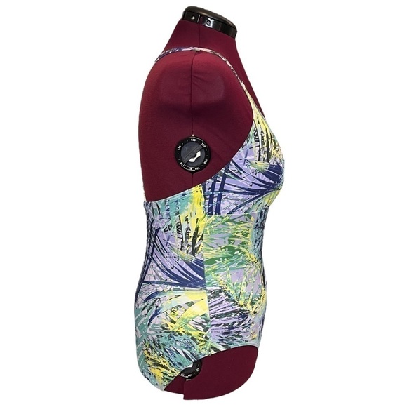 Set of 2: Tropical Palm Print One-Piece Swimsuit & Sea Turtle Chiffon Wrap - Picture 7 of 14